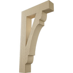 Ekena Millwork - BKTUR035X16X28OLY05RCPR - Timberthane Faux Wood Olympic Style Bracket, Block Ends, 3 1/2"W x 16"D x 28"H, Primed Tan