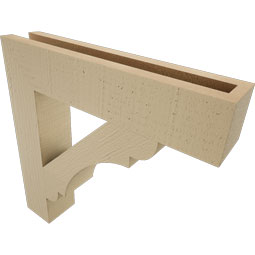 Ekena Millwork - BKTUR035X18X18OLY05RCPR - Timberthane Faux Wood Olympic Style Bracket, Block Ends, 3 1/2"W x 18"D x 18"H, Primed Tan
