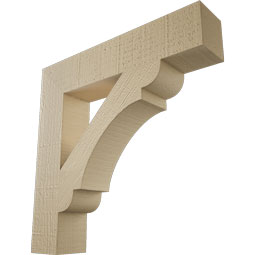 Ekena Millwork - BKTUR035X18X18OLY05RCPR - Timberthane Faux Wood Olympic Style Bracket, Block Ends, 3 1/2"W x 18"D x 18"H, Primed Tan