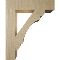 Ekena Millwork - BKTUR035X18X22OLY05RCPR - Timberthane Faux Wood Olympic Style Bracket, Block Ends, 3 1/2"W x 18"D x 22"H, Primed Tan