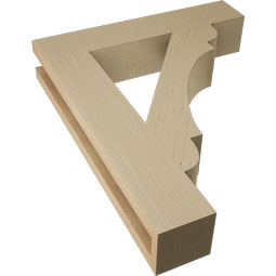 Ekena Millwork - BKTUR035X18X22OLY05RCPR - Timberthane Faux Wood Olympic Style Bracket, Block Ends, 3 1/2"W x 18"D x 22"H, Primed Tan