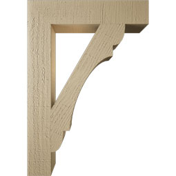 Ekena Millwork - BKTUR035X18X26OLY05RCPR - Timberthane Faux Wood Olympic Style Bracket, Block Ends, 3 1/2"W x 18"D x 26"H, Primed Tan