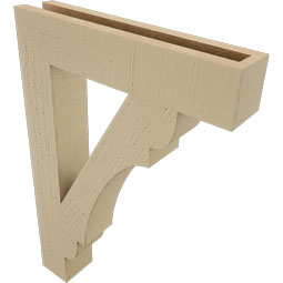 Ekena Millwork - BKTUR035X18X26OLY05RCPR - Timberthane Faux Wood Olympic Style Bracket, Block Ends, 3 1/2"W x 18"D x 26"H, Primed Tan