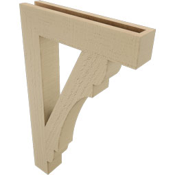 Ekena Millwork - BKTUR035X18X30OLY05RCPR - Timberthane Faux Wood Olympic Style Bracket, Block Ends, 3 1/2"W x 18"D x 30"H, Primed Tan