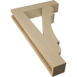 Ekena Millwork - BKTUR035X18X30OLY05RCPR - Timberthane Faux Wood Olympic Style Bracket, Block Ends, 3 1/2"W x 18"D x 30"H, Primed Tan