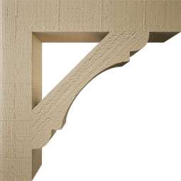 Ekena Millwork - BKTUR035X20X20OLY05RCPR - Timberthane Faux Wood Olympic Style Bracket, Block Ends, 3 1/2"W x 20"D x 20"H, Primed Tan