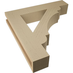 Ekena Millwork - BKTUR035X20X20OLY05RCPR - Timberthane Faux Wood Olympic Style Bracket, Block Ends, 3 1/2"W x 20"D x 20"H, Primed Tan