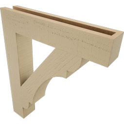 Ekena Millwork - BKTUR035X20X24OLY05RCPR - Timberthane Faux Wood Olympic Style Bracket, Block Ends, 3 1/2"W x 20"D x 24"H, Primed Tan