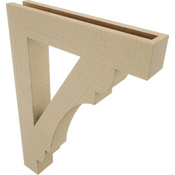 Ekena Millwork - BKTUR035X20X28OLY05RCPR - Timberthane Faux Wood Olympic Style Bracket, Block Ends, 3 1/2"W x 20"D x 28"H, Primed Tan