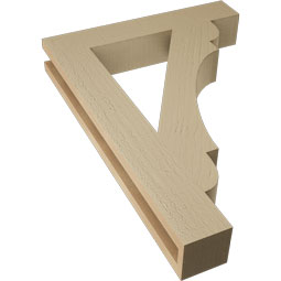 Ekena Millwork - BKTUR035X20X28OLY05RCPR - Timberthane Faux Wood Olympic Style Bracket, Block Ends, 3 1/2"W x 20"D x 28"H, Primed Tan
