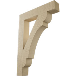 Ekena Millwork - BKTUR035X20X28OLY05RCPR - Timberthane Faux Wood Olympic Style Bracket, Block Ends, 3 1/2"W x 20"D x 28"H, Primed Tan