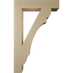 Ekena Millwork - BKTUR035X20X32OLY05RCPR - Timberthane Faux Wood Olympic Style Bracket, Block Ends, 3 1/2"W x 20"D x 32"H, Primed Tan