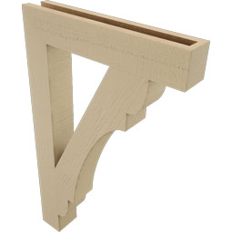 Ekena Millwork - BKTUR035X20X32OLY05RCPR - Timberthane Faux Wood Olympic Style Bracket, Block Ends, 3 1/2"W x 20"D x 32"H, Primed Tan