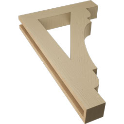Ekena Millwork - BKTUR035X20X32OLY05RCPR - Timberthane Faux Wood Olympic Style Bracket, Block Ends, 3 1/2"W x 20"D x 32"H, Primed Tan