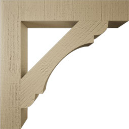 Ekena Millwork - BKTUR035X22X22OLY05RCPR - Timberthane Faux Wood Olympic Style Bracket, Block Ends, 3 1/2"W x 22"D x 22"H, Primed Tan