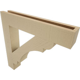 Ekena Millwork - BKTUR035X22X22OLY05RCPR - Timberthane Faux Wood Olympic Style Bracket, Block Ends, 3 1/2"W x 22"D x 22"H, Primed Tan