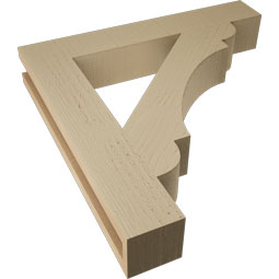 Ekena Millwork - BKTUR035X22X22OLY05RCPR - Timberthane Faux Wood Olympic Style Bracket, Block Ends, 3 1/2"W x 22"D x 22"H, Primed Tan