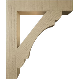 Ekena Millwork - BKTUR035X22X26OLY05RCPR - Timberthane Faux Wood Olympic Style Bracket, Block Ends, 3 1/2"W x 22"D x 26"H, Primed Tan