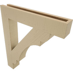 Ekena Millwork - BKTUR035X22X26OLY05RCPR - Timberthane Faux Wood Olympic Style Bracket, Block Ends, 3 1/2"W x 22"D x 26"H, Primed Tan