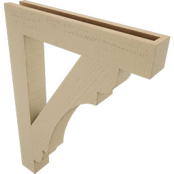 Ekena Millwork - BKTUR035X22X30OLY05RCPR - Timberthane Faux Wood Olympic Style Bracket, Block Ends, 3 1/2"W x 22"D x 30"H, Primed Tan