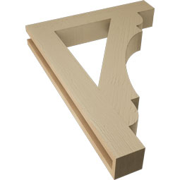 Ekena Millwork - BKTUR035X22X30OLY05RCPR - Timberthane Faux Wood Olympic Style Bracket, Block Ends, 3 1/2"W x 22"D x 30"H, Primed Tan