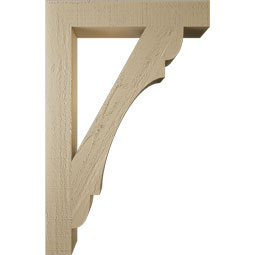 Ekena Millwork - BKTUR035X22X34OLY05RCPR - Timberthane Faux Wood Olympic Style Bracket, Block Ends, 3 1/2"W x 22"D x 34"H, Primed Tan