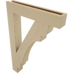 Ekena Millwork - BKTUR035X22X34OLY05RCPR - Timberthane Faux Wood Olympic Style Bracket, Block Ends, 3 1/2"W x 22"D x 34"H, Primed Tan