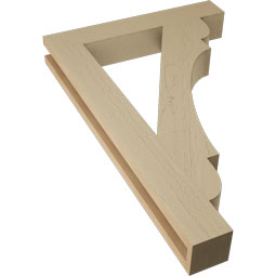 Ekena Millwork - BKTUR035X22X34OLY05RCPR - Timberthane Faux Wood Olympic Style Bracket, Block Ends, 3 1/2"W x 22"D x 34"H, Primed Tan