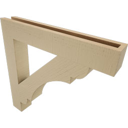 Ekena Millwork - BKTUR035X24X24OLY05RCPR - Timberthane Faux Wood Olympic Style Bracket, Block Ends, 3 1/2"W x 24"D x 24"H, Primed Tan