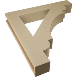 Ekena Millwork - BKTUR035X24X24OLY05RCPR - Timberthane Faux Wood Olympic Style Bracket, Block Ends, 3 1/2"W x 24"D x 24"H, Primed Tan