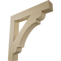 Ekena Millwork - BKTUR035X24X24OLY05RCPR - Timberthane Faux Wood Olympic Style Bracket, Block Ends, 3 1/2"W x 24"D x 24"H, Primed Tan
