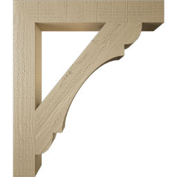 Ekena Millwork - BKTUR035X24X28OLY05RCPR - Timberthane Faux Wood Olympic Style Bracket, Block Ends, 3 1/2"W x 24"D x 28"H, Primed Tan