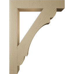 Ekena Millwork - BKTUR035X24X32OLY05RCPR - Timberthane Faux Wood Olympic Style Bracket, Block Ends, 3 1/2"W x 24"D x 32"H, Primed Tan