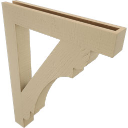 Ekena Millwork - BKTUR035X24X32OLY05RCPR - Timberthane Faux Wood Olympic Style Bracket, Block Ends, 3 1/2"W x 24"D x 32"H, Primed Tan