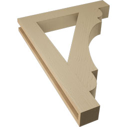 Ekena Millwork - BKTUR035X24X32OLY05RCPR - Timberthane Faux Wood Olympic Style Bracket, Block Ends, 3 1/2"W x 24"D x 32"H, Primed Tan