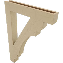 Ekena Millwork - BKTUR035X24X36OLY05RCPR - Timberthane Faux Wood Olympic Style Bracket, Block Ends, 3 1/2"W x 24"D x 36"H, Primed Tan