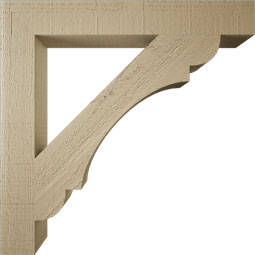 Ekena Millwork - BKTUR035X26X26OLY05RCPR - Timberthane Faux Wood Olympic Style Bracket, Block Ends, 3 1/2"W x 26"D x 26"H, Primed Tan