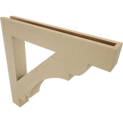 Ekena Millwork - BKTUR035X26X26OLY05RCPR - Timberthane Faux Wood Olympic Style Bracket, Block Ends, 3 1/2"W x 26"D x 26"H, Primed Tan