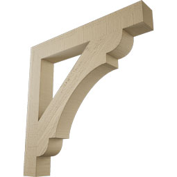 Ekena Millwork - BKTUR035X26X26OLY05RCPR - Timberthane Faux Wood Olympic Style Bracket, Block Ends, 3 1/2"W x 26"D x 26"H, Primed Tan