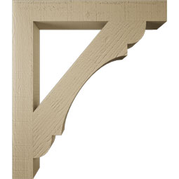 Ekena Millwork - BKTUR035X26X30OLY05RCPR - Timberthane Faux Wood Olympic Style Bracket, Block Ends, 3 1/2"W x 26"D x 30"H, Primed Tan