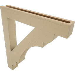 Ekena Millwork - BKTUR035X26X30OLY05RCPR - Timberthane Faux Wood Olympic Style Bracket, Block Ends, 3 1/2"W x 26"D x 30"H, Primed Tan