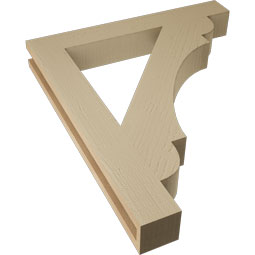 Ekena Millwork - BKTUR035X26X30OLY05RCPR - Timberthane Faux Wood Olympic Style Bracket, Block Ends, 3 1/2"W x 26"D x 30"H, Primed Tan