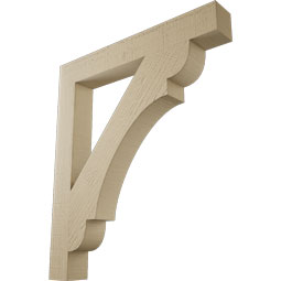 Ekena Millwork - BKTUR035X26X30OLY05RCPR - Timberthane Faux Wood Olympic Style Bracket, Block Ends, 3 1/2"W x 26"D x 30"H, Primed Tan