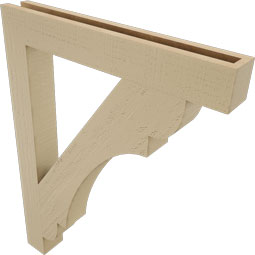 Ekena Millwork - BKTUR035X26X34OLY05RCPR - Timberthane Faux Wood Olympic Style Bracket, Block Ends, 3 1/2"W x 26"D x 34"H, Primed Tan