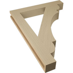 Ekena Millwork - BKTUR035X26X34OLY05RCPR - Timberthane Faux Wood Olympic Style Bracket, Block Ends, 3 1/2"W x 26"D x 34"H, Primed Tan