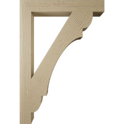Ekena Millwork - BKTUR035X26X38OLY05RCPR - Timberthane Faux Wood Olympic Style Bracket, Block Ends, 3 1/2"W x 26"D x 38"H, Primed Tan