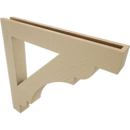 Ekena Millwork - BKTUR035X28X28OLY05RCPR - Timberthane Faux Wood Olympic Style Bracket, Block Ends, 3 1/2"W x 28"D x 28"H, Primed Tan