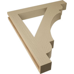 Ekena Millwork - BKTUR035X28X32OLY05RCPR - Timberthane Faux Wood Olympic Style Bracket, Block Ends, 3 1/2"W x 28"D x 32"H, Primed Tan