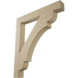 Ekena Millwork - BKTUR035X28X32OLY05RCPR - Timberthane Faux Wood Olympic Style Bracket, Block Ends, 3 1/2"W x 28"D x 32"H, Primed Tan