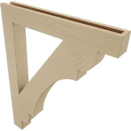 Ekena Millwork - BKTUR035X28X36OLY05RCPR - Timberthane Faux Wood Olympic Style Bracket, Block Ends, 3 1/2"W x 28"D x 36"H, Primed Tan